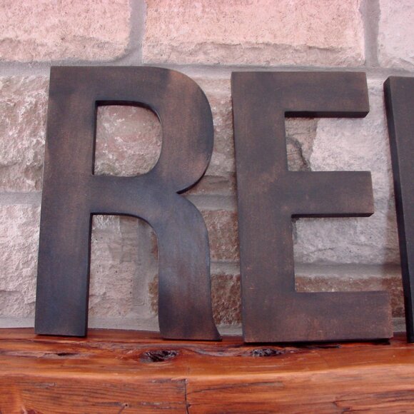 RELAX Wooden Letters Sign Rustic Farmhouse Decor Brown Black - Picture 2 of 6